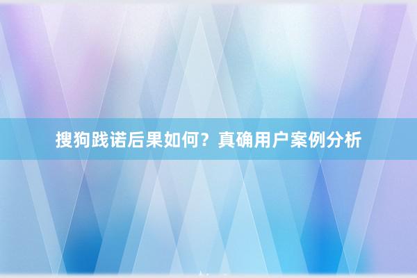 搜狗践诺后果如何？真确用户案例分析