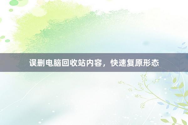 误删电脑回收站内容，快速复原形态